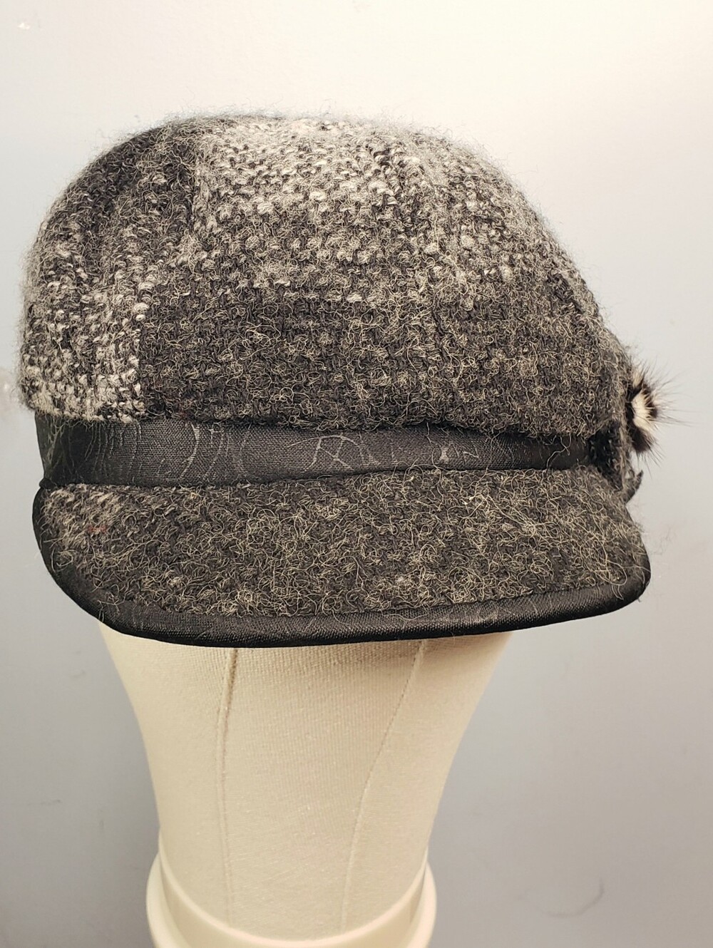 Tweed Newsboy Baker Boy Cabbi Street Cap Side Decorative Flower Boucle Fall OS - Picture 6 of 13